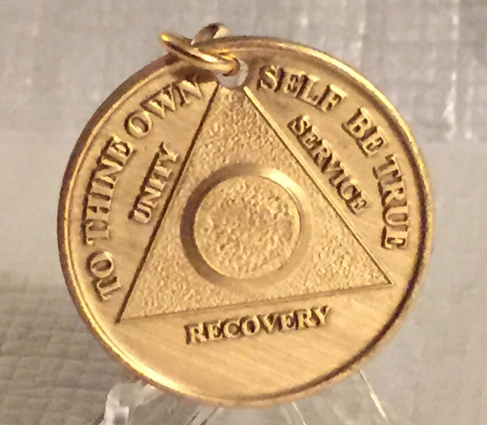 Alcoholics Anonymous Bronze AA Key Chain Recovery Medallion Keychain Fob Tag