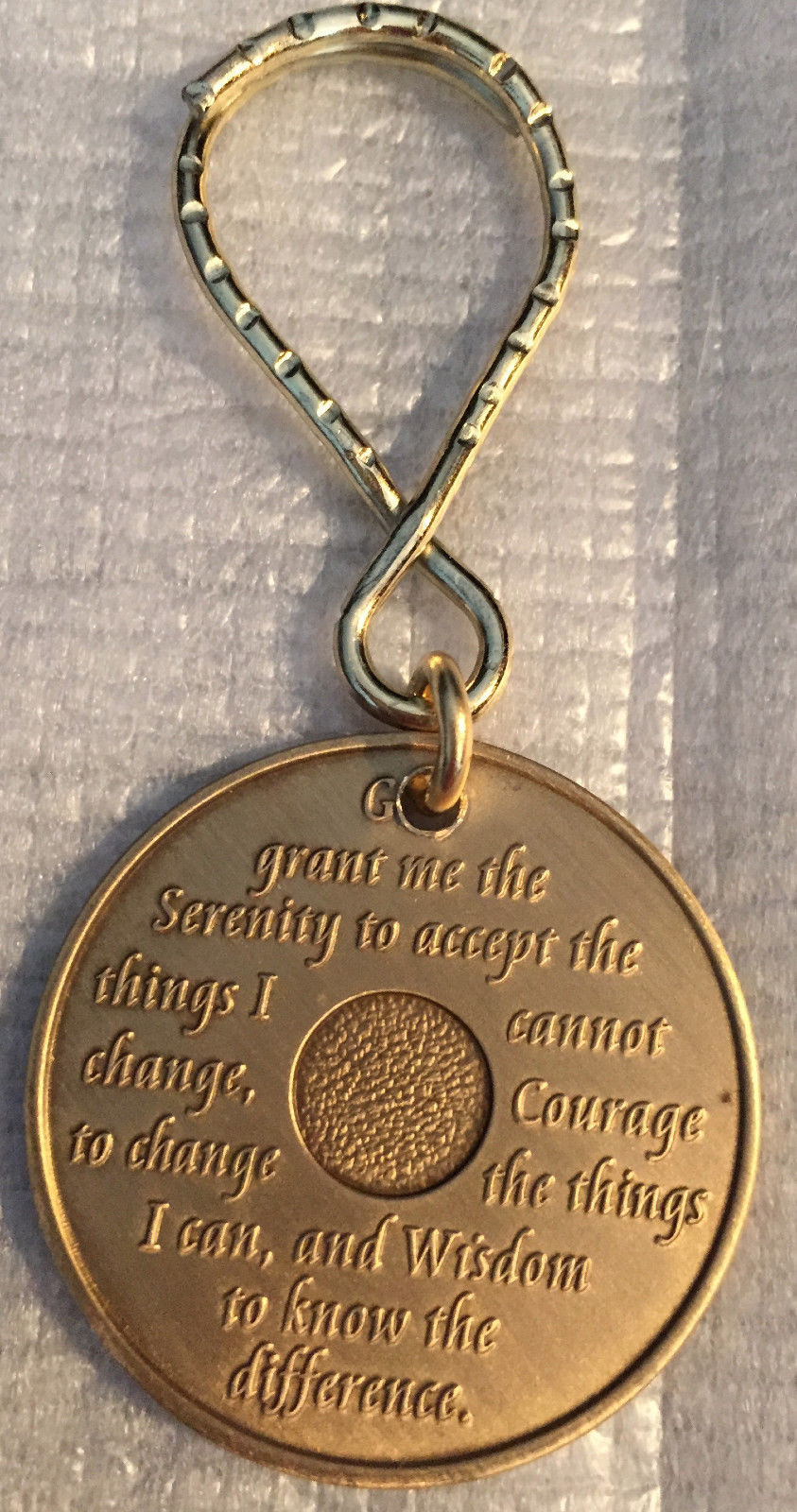 Alcoholics Anonymous 12 Year AA Bronze Medallion Key Chain Token coin keychain