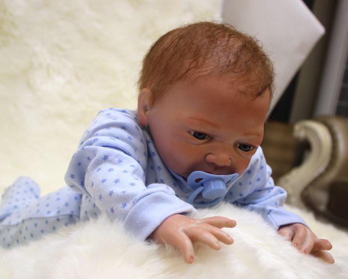 Silicone Newborn Baby Boy Doll So Truly Real Reborn Preemie Mohair Blue