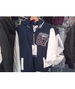 Blue White Varsity style hoodie jacket Men's zip up Letterman Hoodie Jacket XL - $40.00
