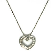 SOLID 18K WHITE GOLD NECKLACE WITH HEART DIAMONDS, DIAMOND MADE IN ITALY image 3