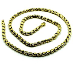 18K YELLOW GOLD CHAIN 4mm TUBE ROUNDED DROP LINK 50cm 20", MADE IN ITALY image 1