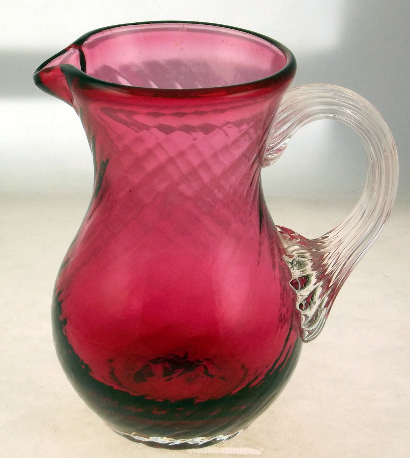 Vintage Kanawha Art Glass cranberry optic swirl mini pitcher - Other