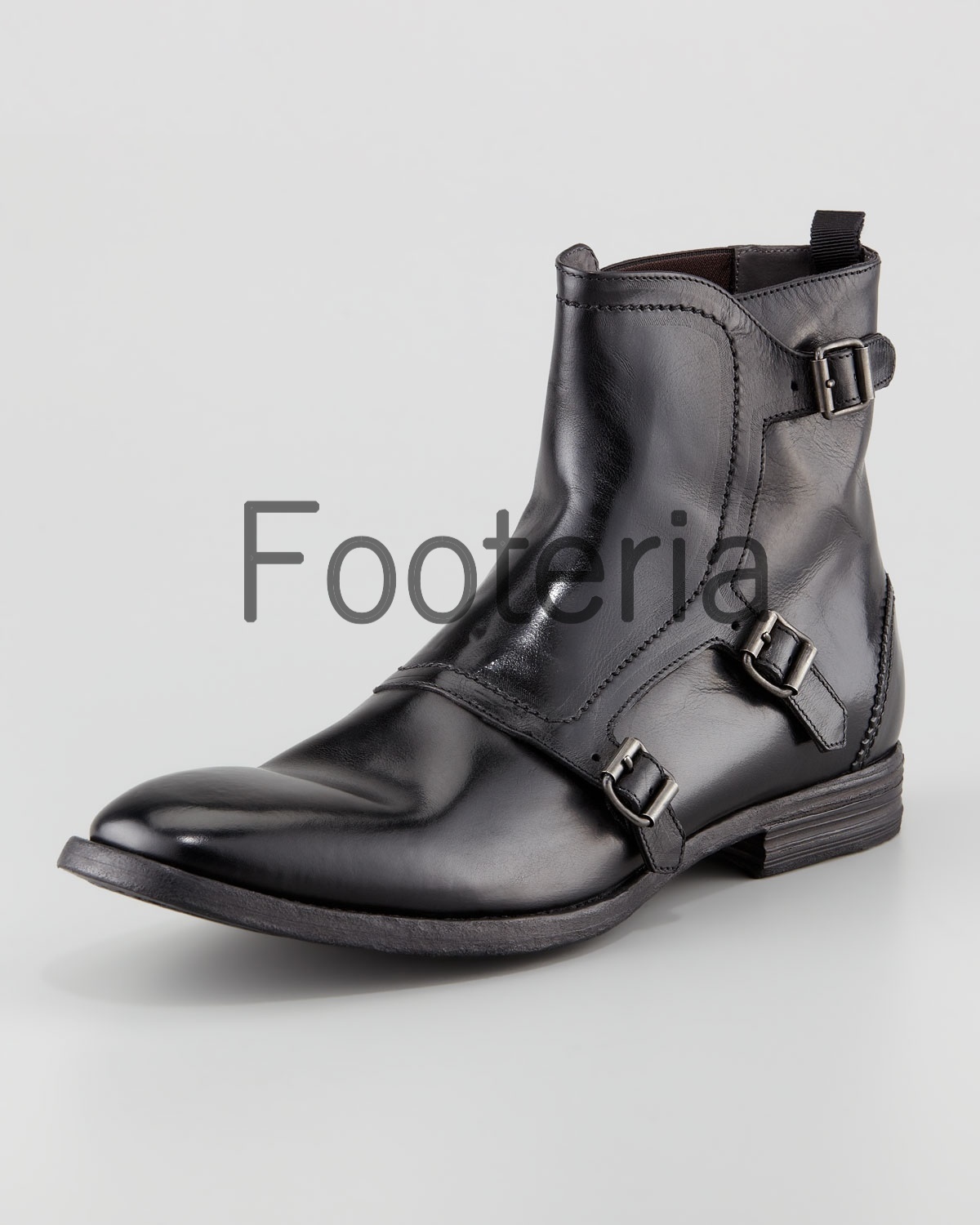 Handmade men black boots, triple monk boot for men, men leather boots ...