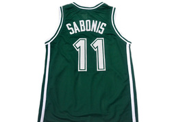 Arvydas Sabonis #11 Zalgiris Kaunas Lithuania Basketball Jersey Green Any Size image 2