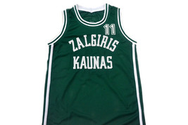 Arvydas Sabonis #11 Zalgiris Kaunas Lithuania Basketball Jersey Green Any Size image 1