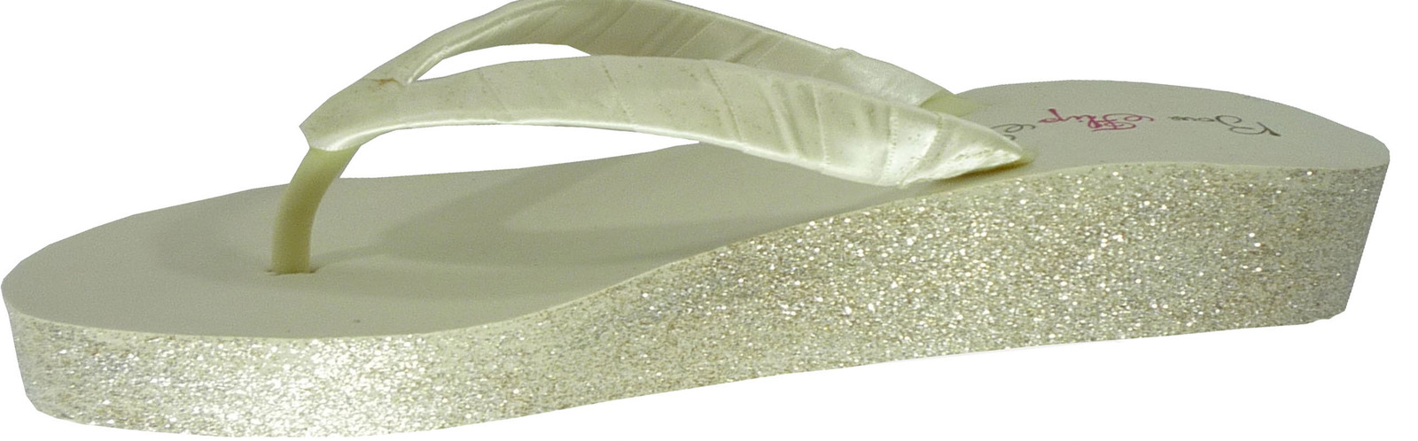 Silver Glitter on High White 3.5 inch Wedge Flip Flops, choose Heel and Color - Sandals & Flip Flops