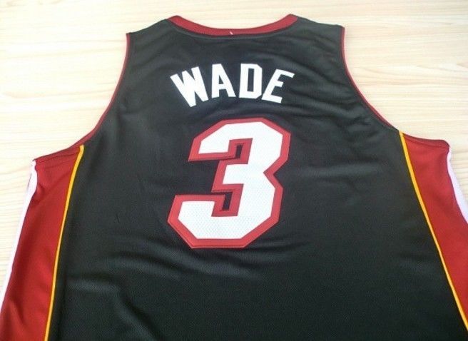Dwyane Wade #3 Miami Heat ALTERNATE BLACK Jersey Throwback Swingman S ...