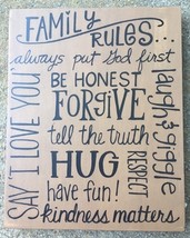 32996-Family Rules Wood Primitive Box Sign  - $9.95