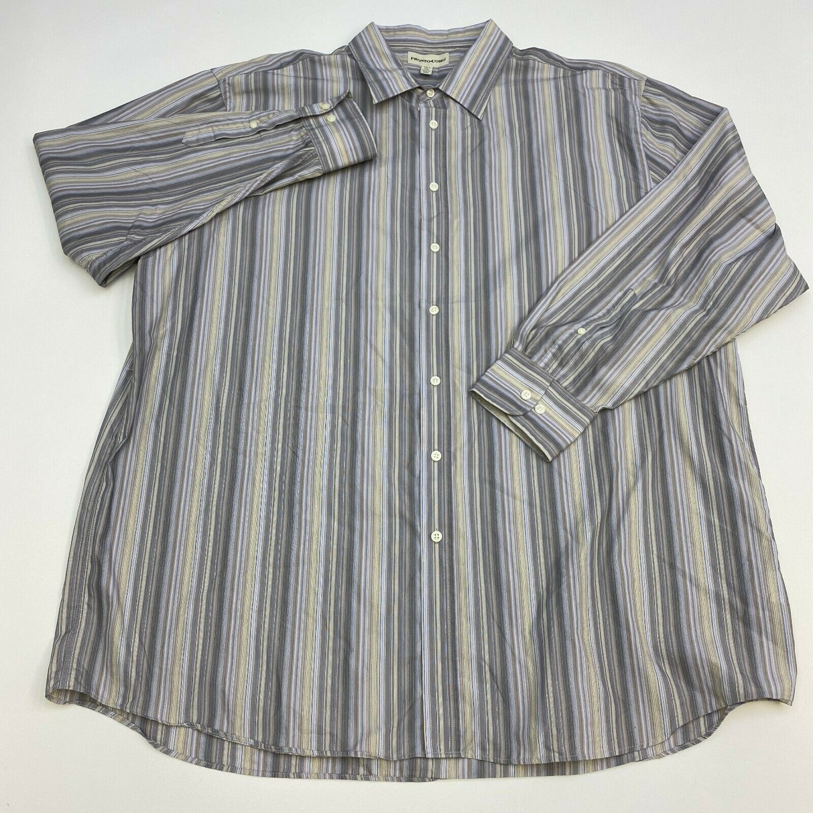 Pronto Uomo Button Up Shirt Mens 3XLT Multicolor Stripe Long Sleeve ...