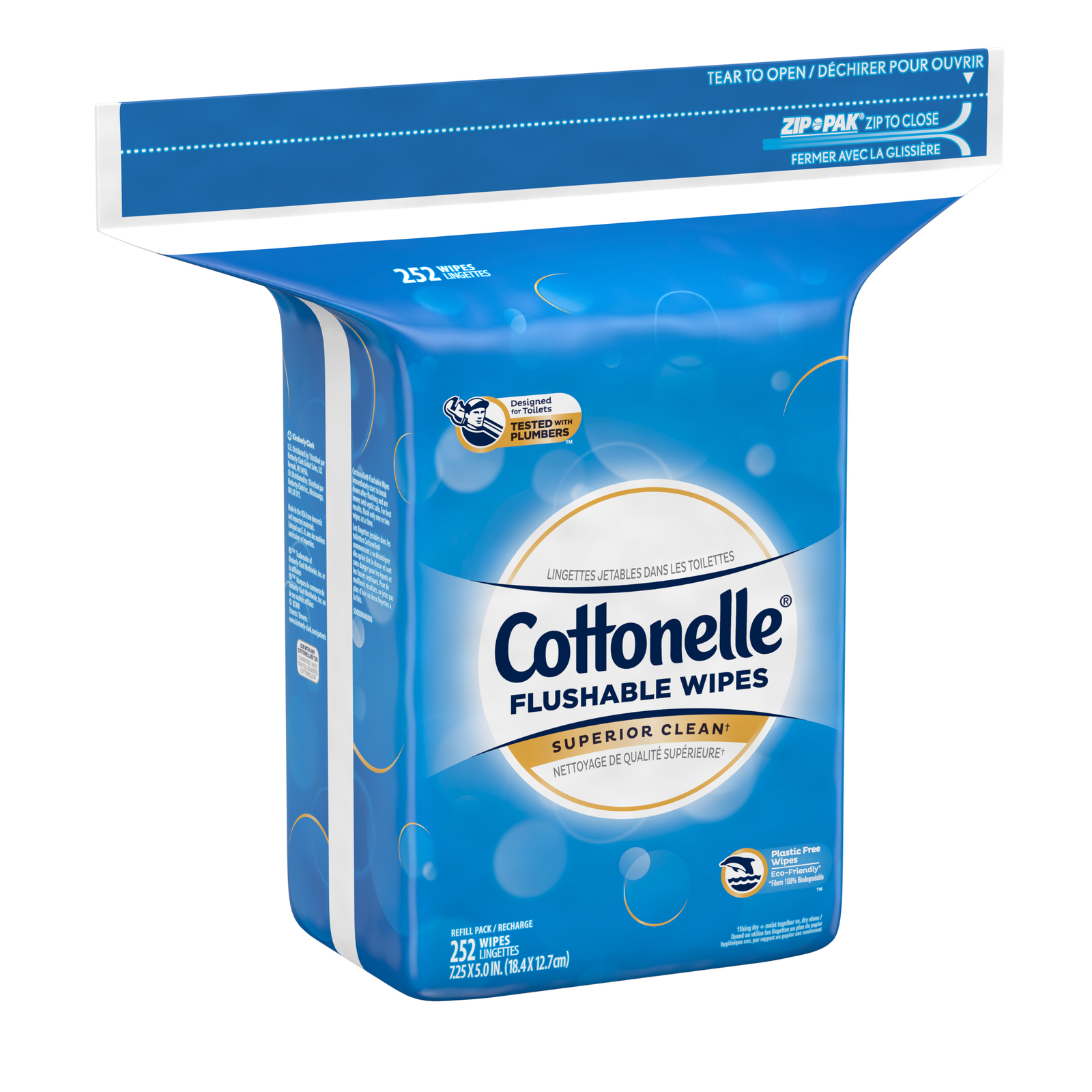 Cottonelle FreshCare Flushable Wet Wipes Resealable Refill Pack, 252