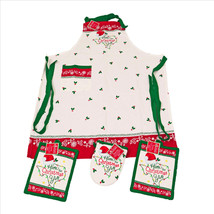 Kay Dee Texas Christmas Holiday Apron Pot Holder Grabber Mitt Set - $29.69