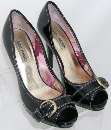 steve madden black open toe heels