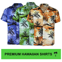 Men's Hawaiian Tropical Luau Aloha Beach Party Button Up Casual Dress Shirt