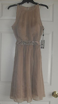 Adrianna Papell Womens New Champagne Belted Chiffon Halter Dress   12       $159 - $89.99