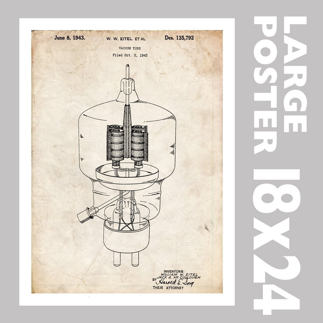 VACUUM TUBE 1943 US PATENT ART POSTER PRINT 18X24 VINTAGE RADIO EITEL GIFT UN... Art Posters