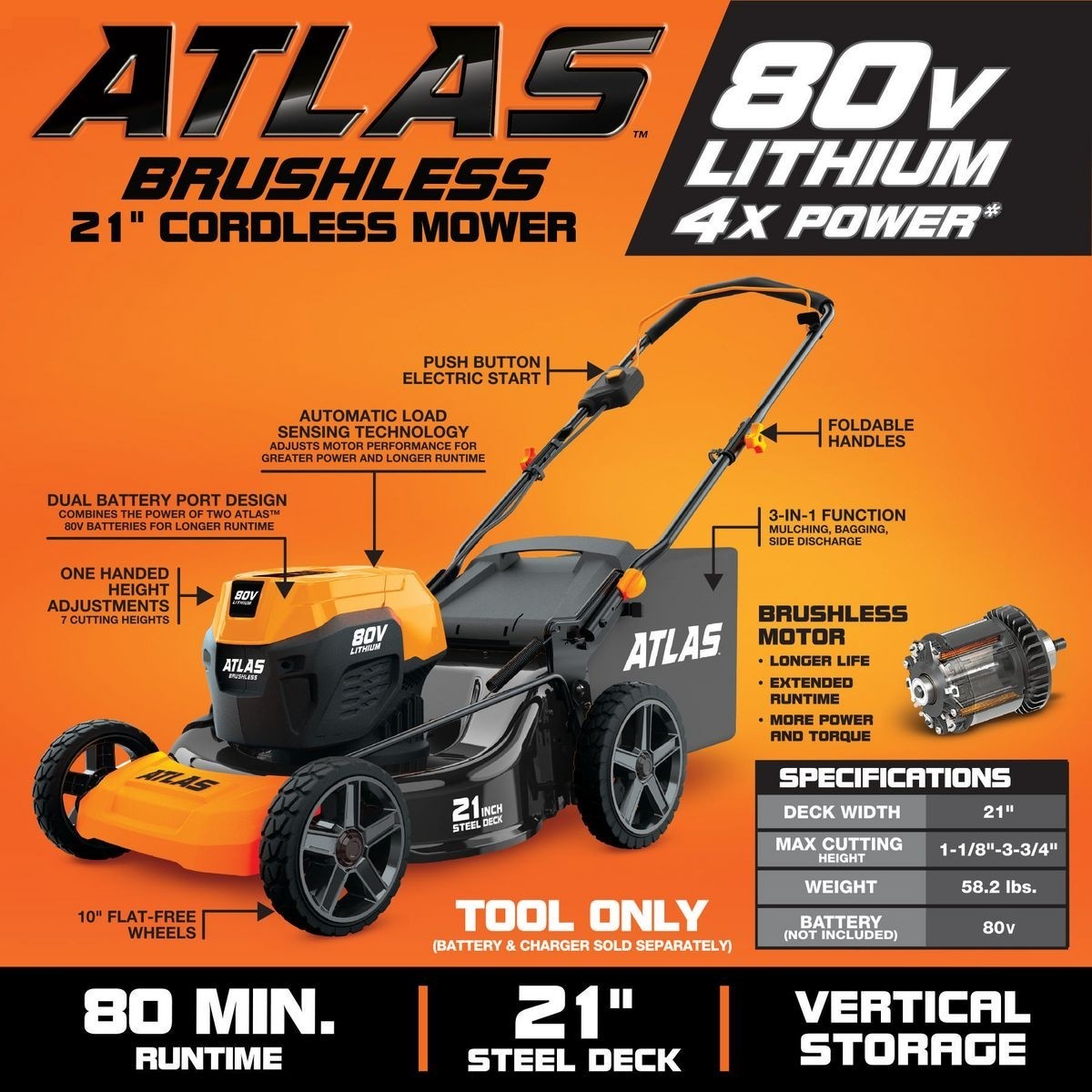 Atlas 80v Lithium Ion Cordless Brushless 21 And 32 Similar Items