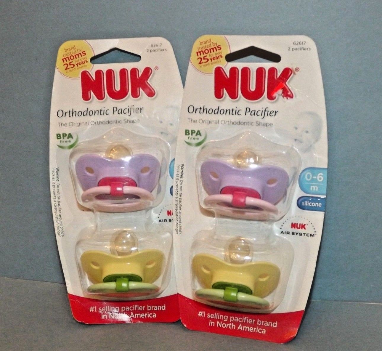 Set of 2 X 2 PACK Advanced Orthodontic Pacifiers Clear Silicone BPA Free 6-18Mos