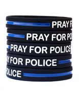 100 PRAY FOR POLICE Thin Blue Line Silicone Wristbands in Support Memory... - $48.39