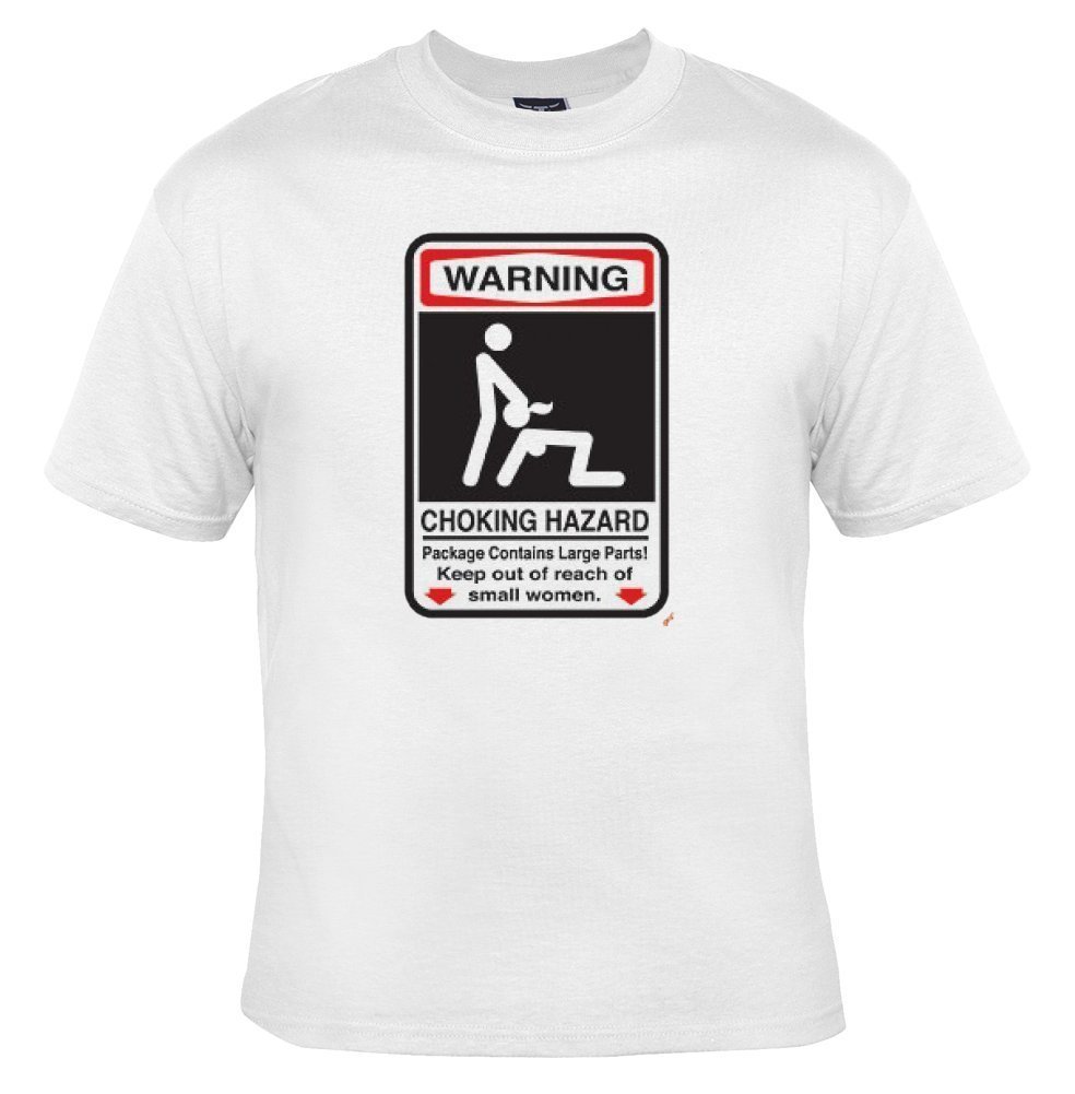 Warning Choking Hazard Funny T-shirt High Quality Ultra Cotton Tshirt (White, L)