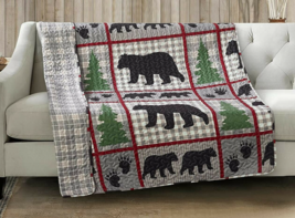 Ashville Bear Plaid Reversible Soft Quilted Throw Blanket 50x60 in Virah Bella