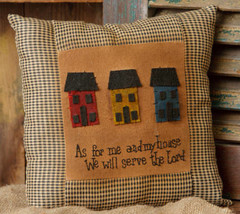   8P5764-As for me &amp; my house   ...... Primitive pillow  - $9.95