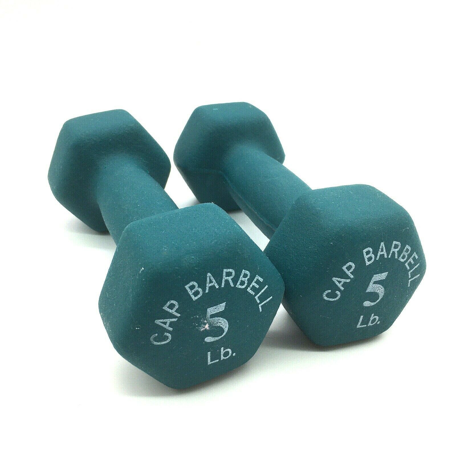 Primary image for Set of 2 5lb Pound Barbell Dumbells CAP Hex Neoprene Weights 10lb total