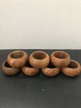 Vintage Rounded Wooden Napkin Ring Holders Set of 7 - Brown - $19.25