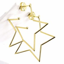 18K YELLOW GOLD PENDANT STAR EARRINGS, 1.4 INCHES LENGTH, MADE IN ITALY image 2