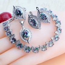 Magic  Jewelry Sets 925 Silver Wedding For Women  Pendant Neck Ear celets Brida - $50.94