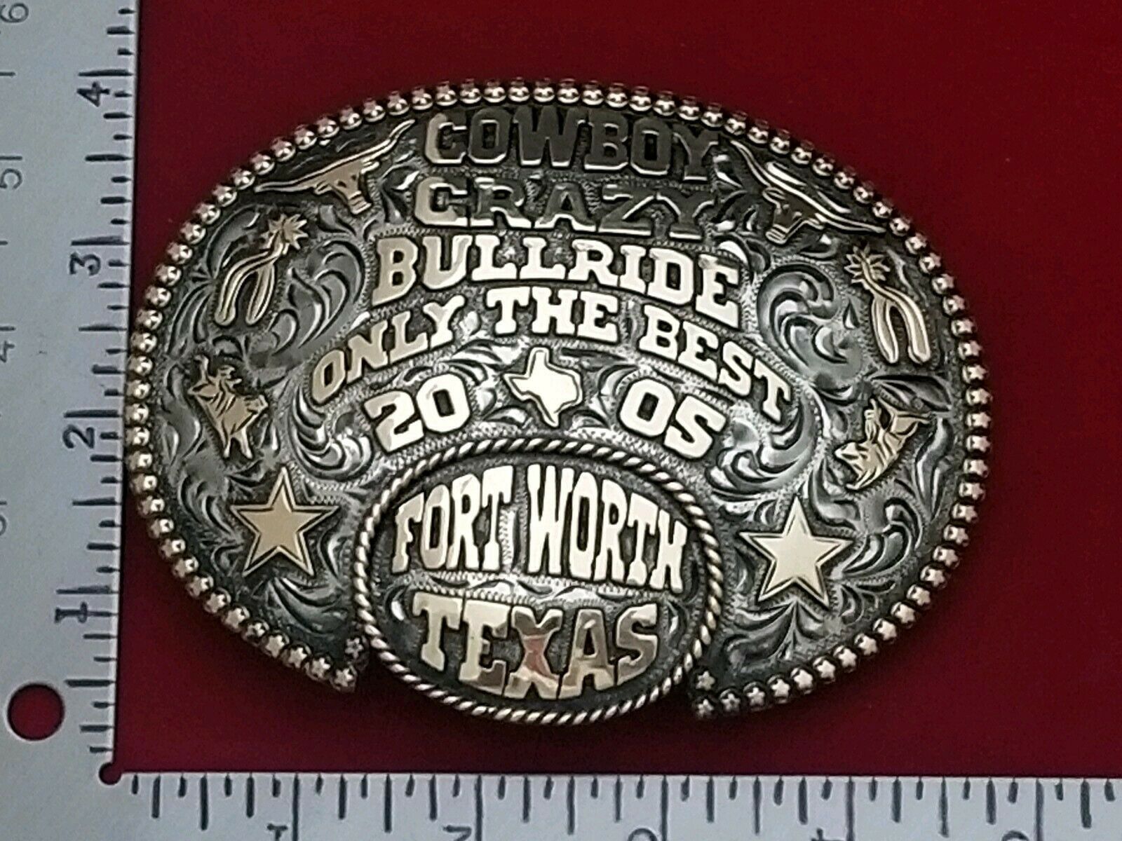2005 RODEO TROPHY BELT BUCKLEFORT WORTH TEXAS BULL RIDE CHAMPION