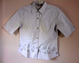 Pepe Jeans London Khaki Deluxe Shirt Blouse womens Medium Short Sleeve - $19.55