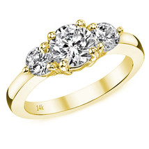 1.25CT Women's Classic Round Cut Moissanite 14k YG Three Stone Engagement Ring - $683.10