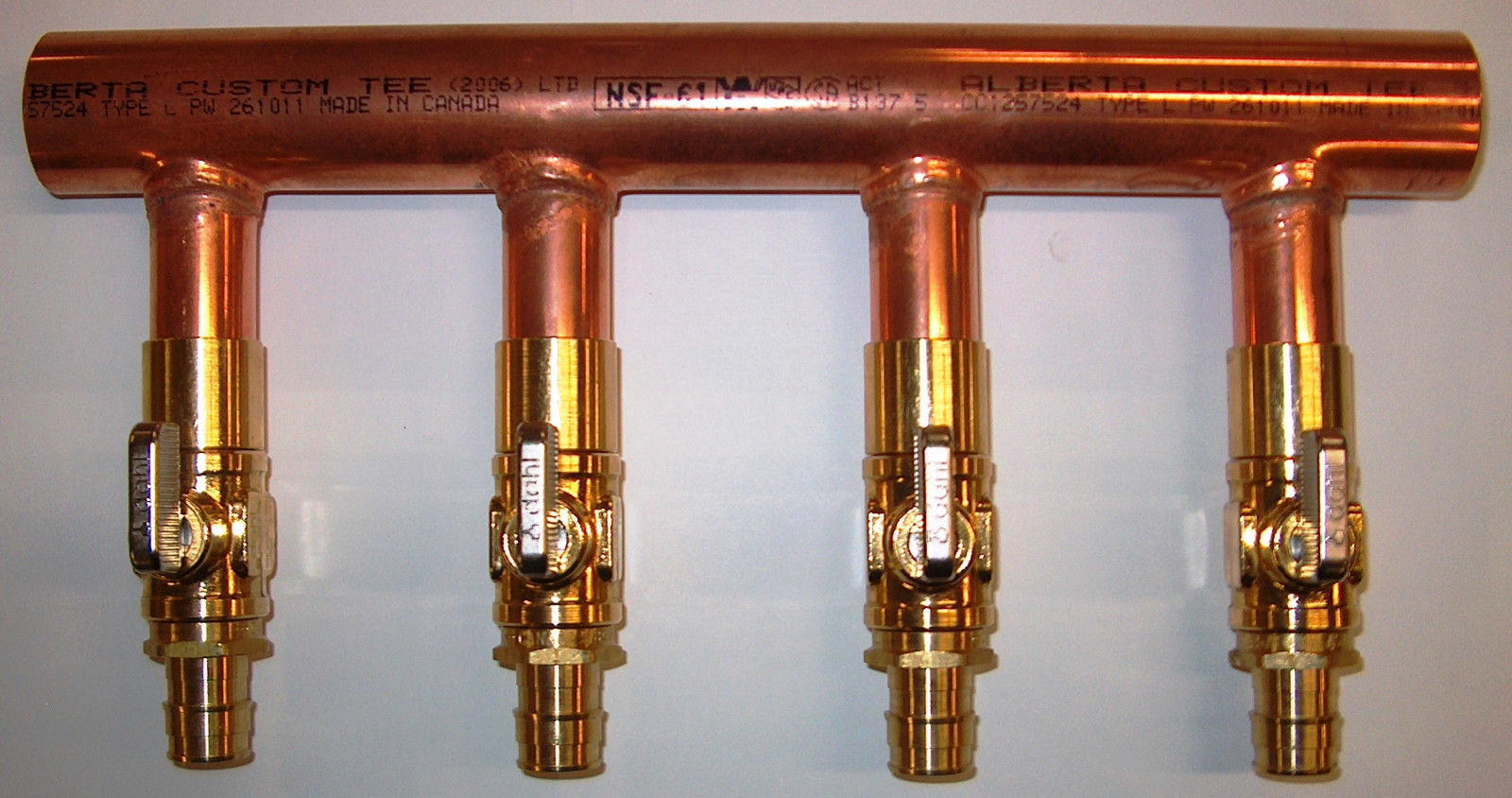 2 Loop Plumbing Manifold w/ 3/4" trunk & 1/2" pex ball valves blue handle … 