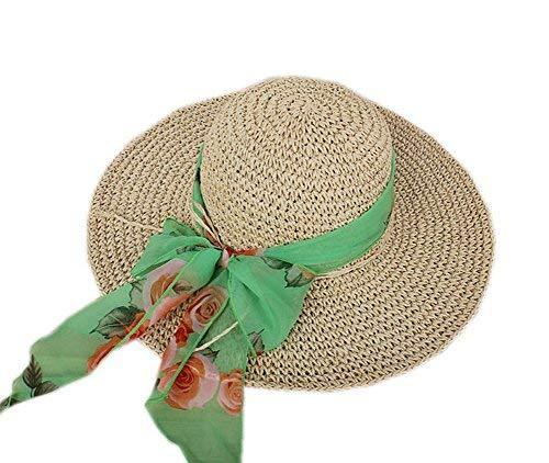 PANDA SUPERSTORE Women's Sun/Beach Brim Hat Floppy Crochet Straw Hat Foldable