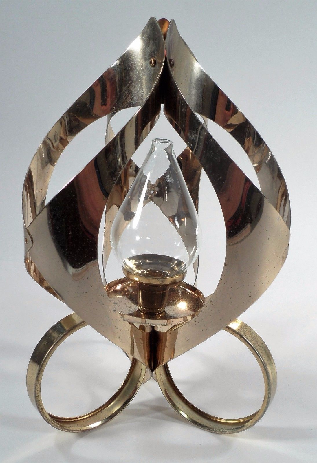 1960s Mid Century Modern Mascot Brass Stylized Eternal Flame Oil Candle