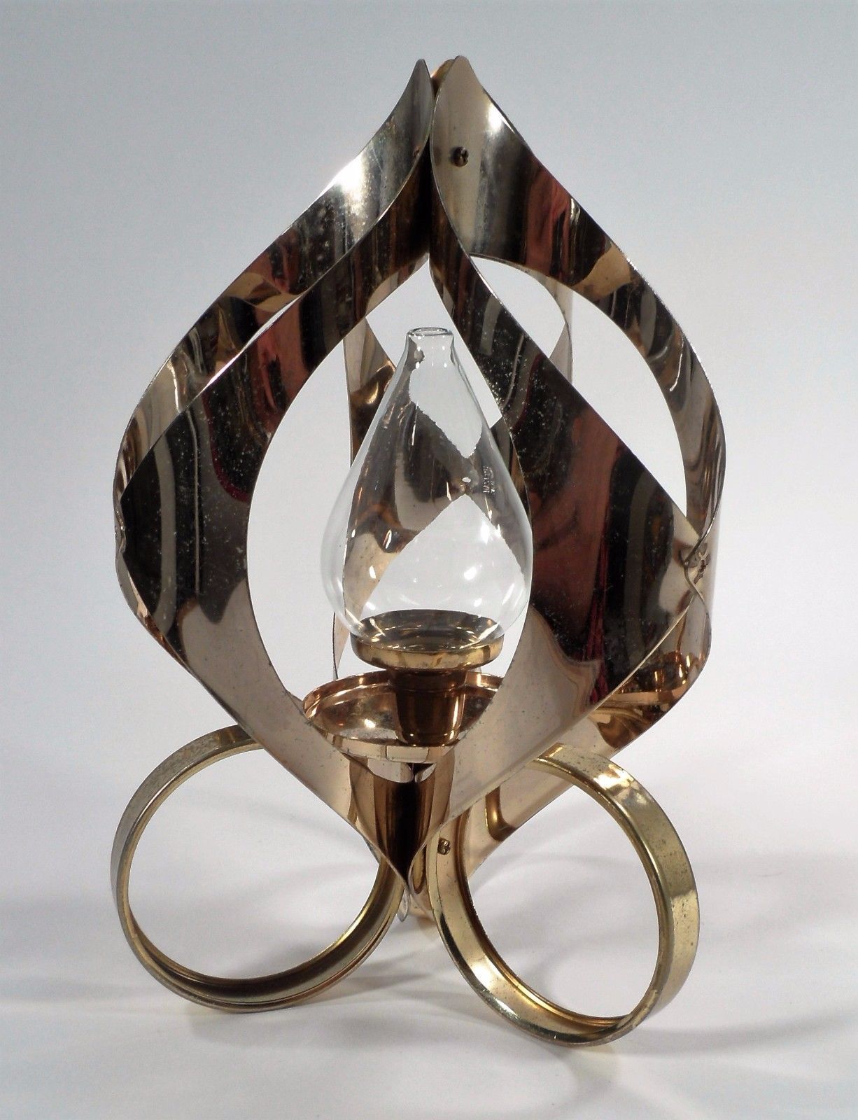 1960s Mid Century Modern Mascot Brass Stylized Eternal Flame Oil Candle