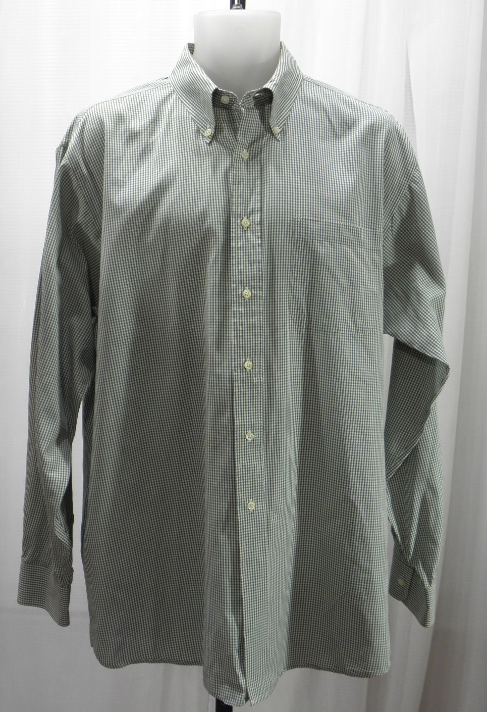 Jos. A. Banks Long Sleeve Cotton Green Check Button Down Dress Shirt 17 ...