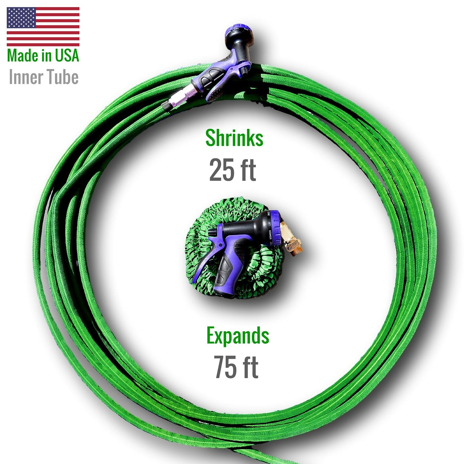 World's Strongest 75ft Expandable Garden Hose MADE IN USA inner tube