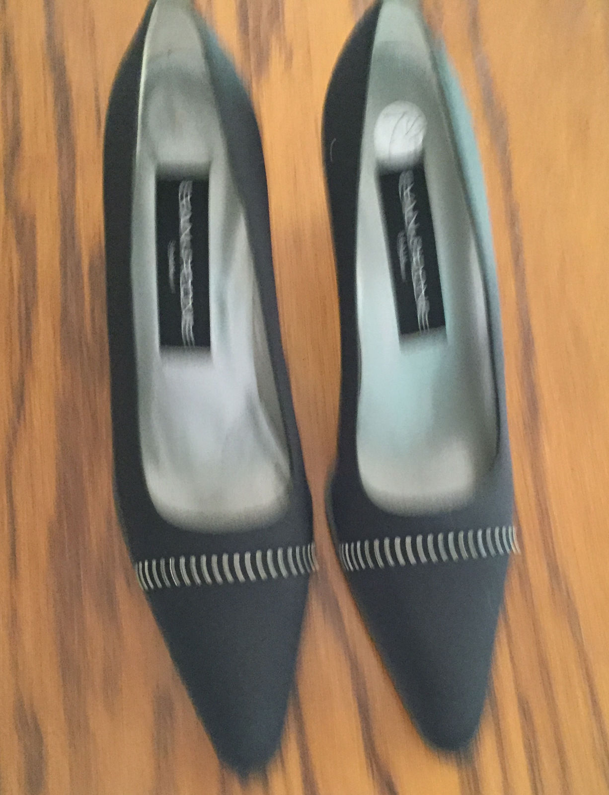 Evan-Picone Spain Black Silk Pumps 2.5-in Heels Crystal Decoration Sz 7 ...