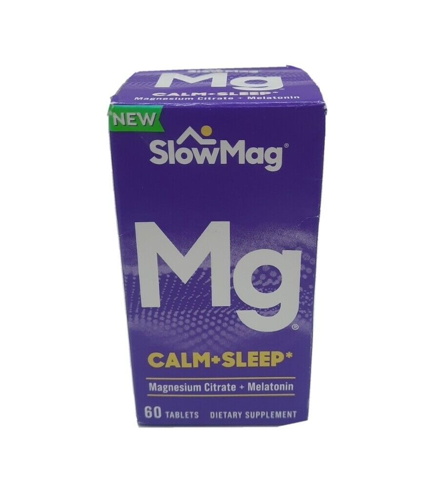 SlowMag Mg Calm + Sleep Supplement 60 tablets, Exp 06/2024 Dietary