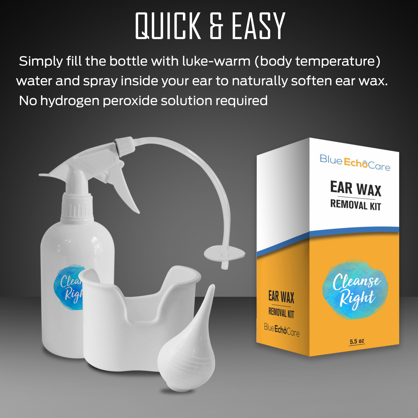 Cleanse Right Ear Wax Removal Kit 20 Disposable Tips! Wash Basin and