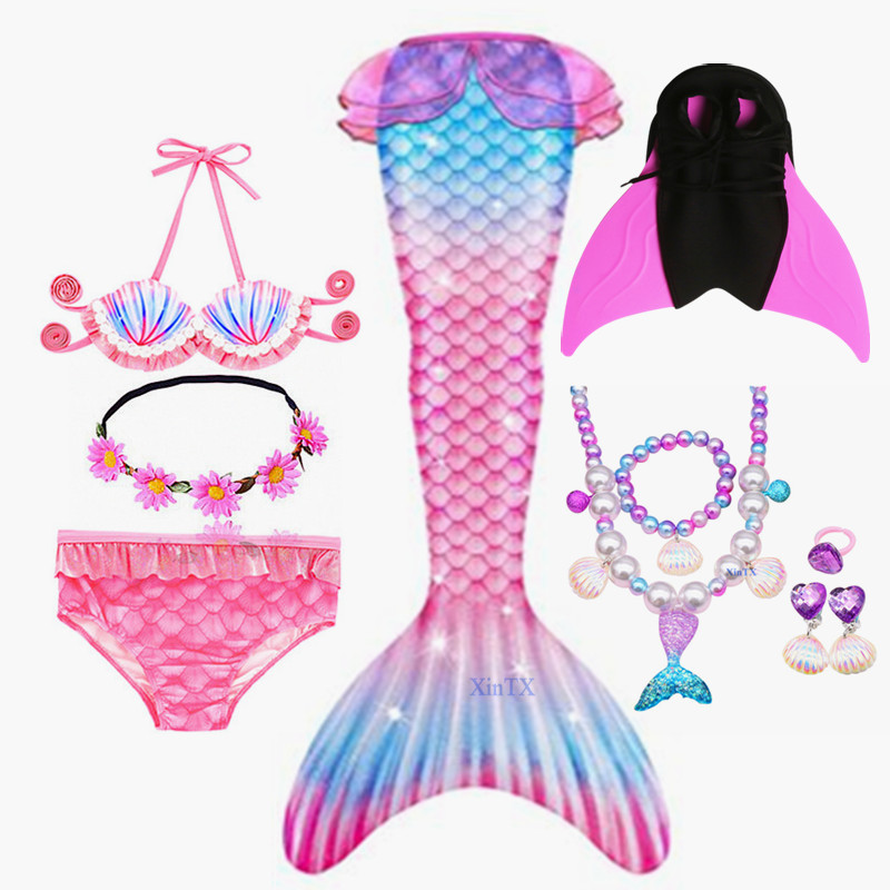 Fantasy Children Mermaid Tails Swimming Party Swimsuit Beach Bikini Costume
