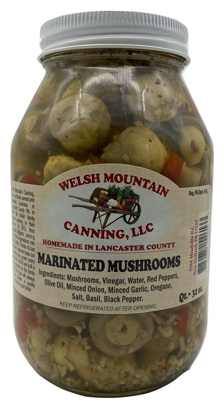 AMISH MARINATED MUSHROOMS 100 Natural 16 oz Pint Jars Homemade in