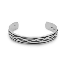 Men&#39;s Oxidized Sterling Silver Braided Cuff Bracelet - $135.99