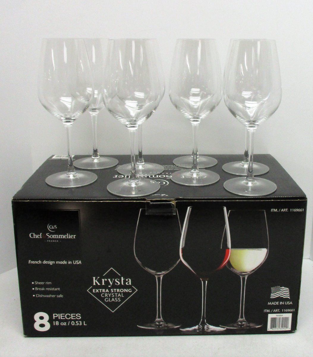 Chef & Sommelier Krysta Crystal Wine Glasses Set of 8 18oz Each