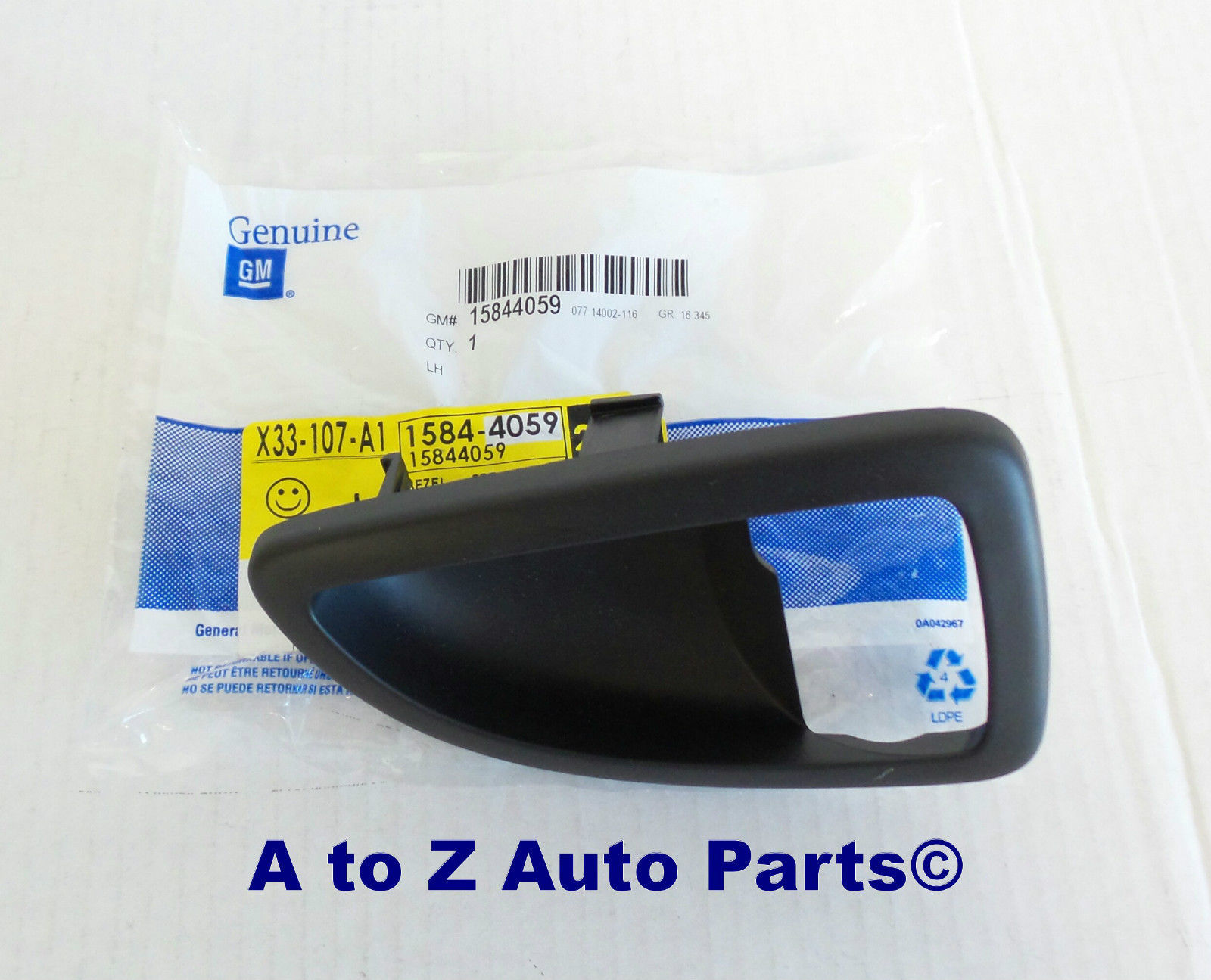 Ebony Genuine GM 15844059 Door Handle Bezel Front Interior