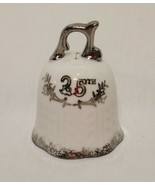 25th Anniversary Bell Lefton White Silver Wedding Gift Vintage Japan 3&quot; - $17.89