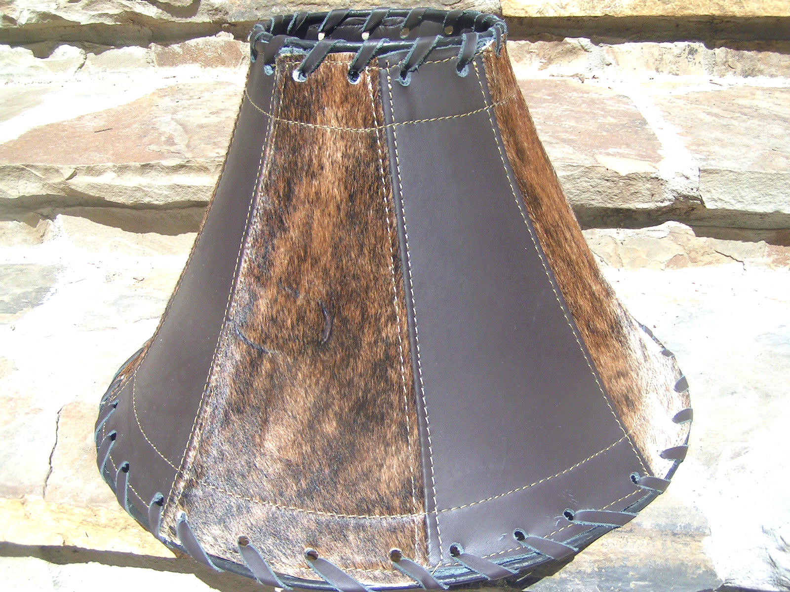 Western Cowhide Leather Lamp Shade With Partial Branding Iron Mark 1372   Cowhide Leather Lamp Shade 1372 3 