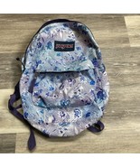 JanSport Superbreak backpack striped floral purple blue green - $14.95